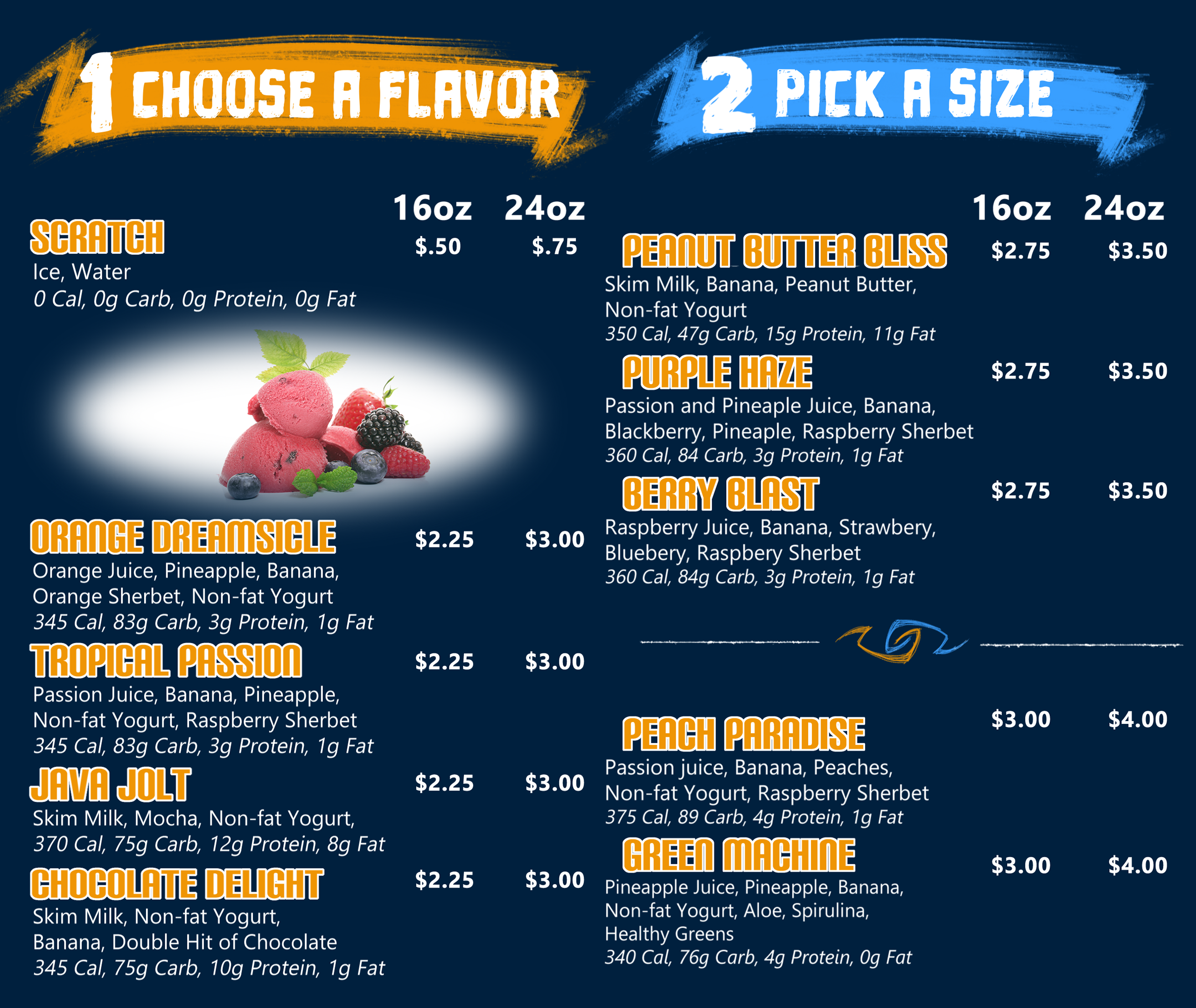 Left side of Cold Fusion menu board